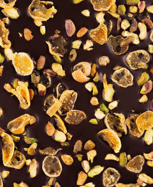 Chocolate Slab with Pistachios and Orange